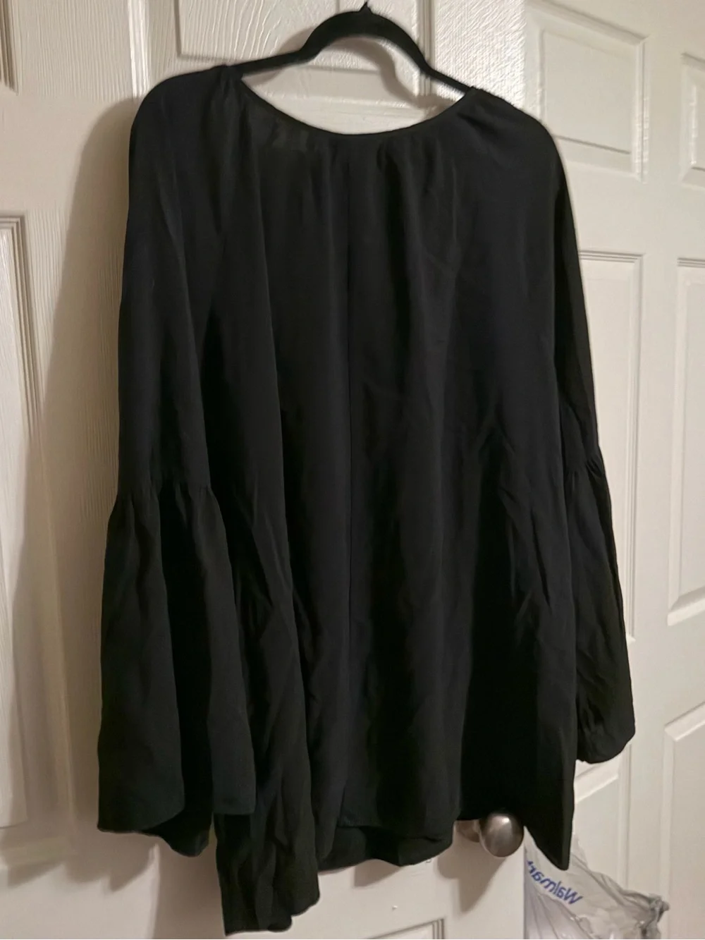 ING+ USA Black Bell Sleeve V-Neck Tunic Blouse | Boho Flowy Top Sz 1-X